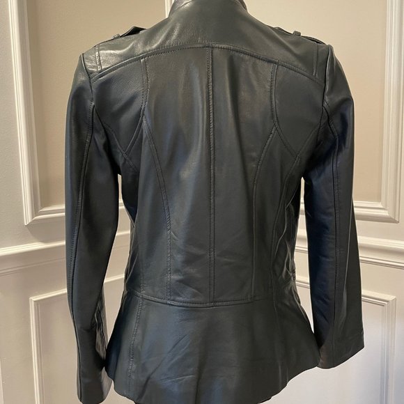 Bernardo Dark Green Grayish Soft Leather Jacket Size XS.  EUC. - Picture 3 of 11